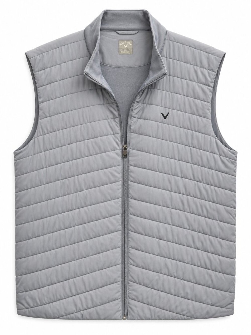 Callaway Vest Mens XXL Gray Quilted Golf Full Zip Fleece Lined Sleeveless